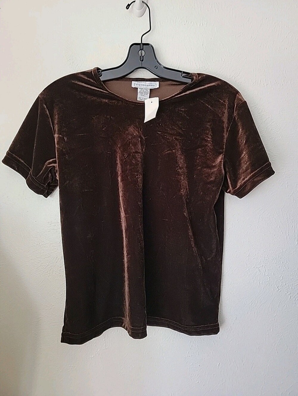 Y2k Brown Velvet Short Sleeve Tee
